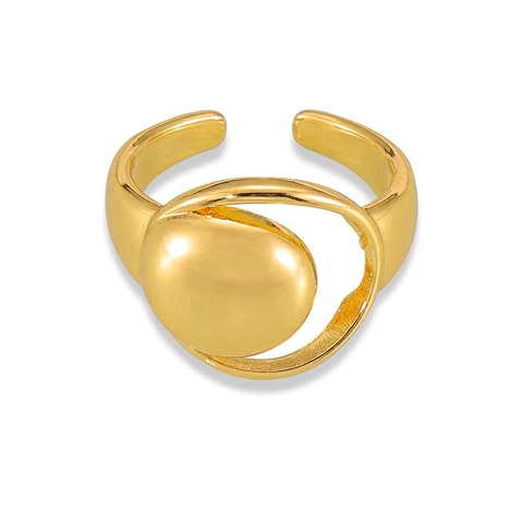 Minimalistische Koperen Geometrische Maan Holle Open Ring Mode Vergulde Verstelbare Vingerring Voor Vrouwen Sieraden Cadeau