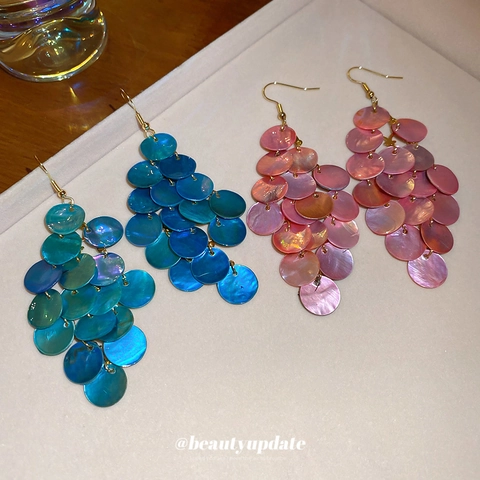 Pendientes Bohemios De Borlas De Concha Circulares Capas Largas Para Mujeres Vacaciones En La Playa Verano Con Gancho De Acero