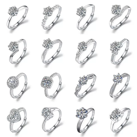 Zircon Engagement Ring For Women Copper White Gold Plated Adjustable Opening Luxury Shiny Wedding Jewelry Fashion Gift