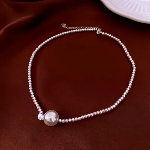 Collier De Künstliche Perles Pour Femmes En Cuivre Avec Künstliche Perles Imitation Et Zircon Élégant Style Français Chaîne Clavicule Réglable