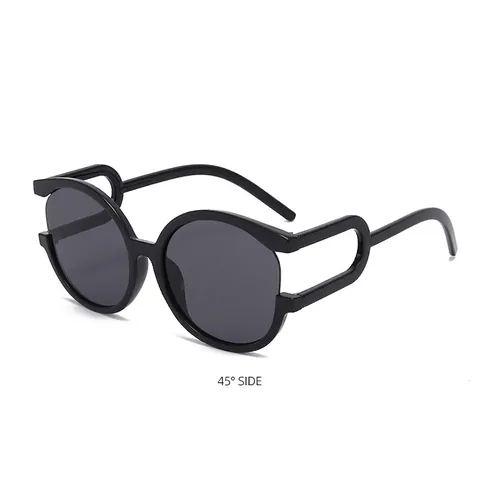Occhiali Da Sole Rotondi Alla Moda Con Montura In PC Protezione UV400 Design Asta Traforata Retro Esterno Unisex