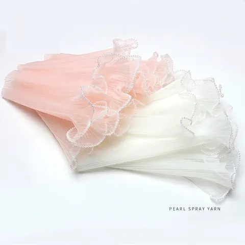 Artificial Pearl Wave Pleated Mesh Yarn Flower Wrapping Supplies Korean Style DIY Bouquet Gauze Material Decorative Craft Fabric