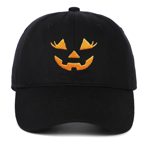 Cappellino Da Baseball Halloween Cotone Ricamato Zucca Regolabile Visiera Curva Cappello Per Uomo Donna