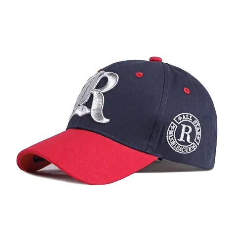 Retro Cotton Baseball Cap Adjustable Patchwork 3D Embroidery Letter R Outdoor Sport Sun Protection Unisex Casual Hat