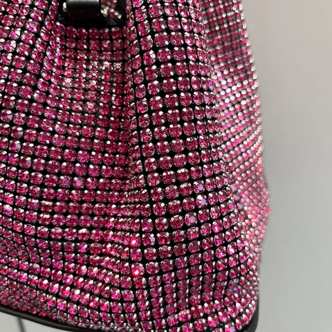 Full Rhinestone Bucket Bag For Women Sparkling Crystal Evening Handbag Party Wedding Shoulder Purse Luxury Glitter Hobo