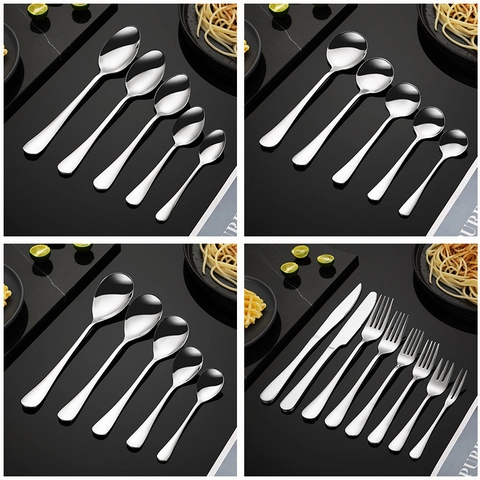 Edelstahl Besteck Spiegelpoliert 304 Tafelgeschirr Verdickt Westliches Geschirr Messer Gabel Löffel Steak Dessert Modern