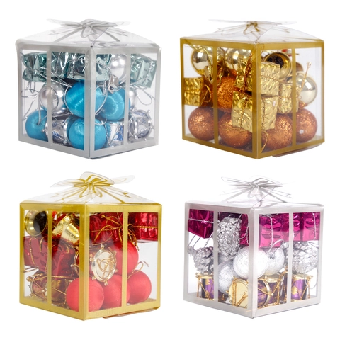 Decorazioni Appese Albero Natale Plastica Palline Colorate Campanelli Mini Scatole Regalo Tamburi Pigne Decorazione Festiva