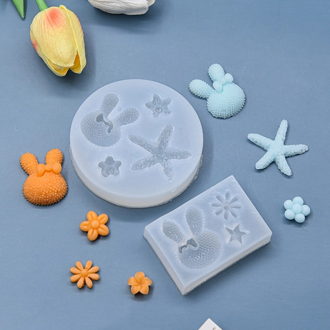 Stampo Da Forno In Silicone Forma Coniglio Stella Marina Fiore DIY Fondente Cioccolato Argilla Sapone Resina Decor