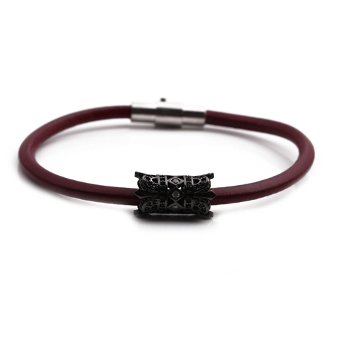 Pulsera De Cuero Trenzado Con Cierre Magnético De Acero Inoxidable Y Dije De Cobre Circonita Joyería De Moda