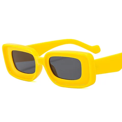 Retro Rectangular Thick Frame Sunglasses UV400 Protection PC Material Fashion Trendy Square Eyewear For Men And Women