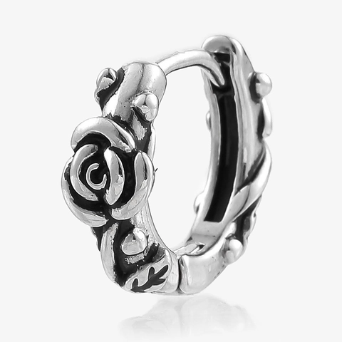 Stainless Steel Hoop Earrings Retro Gothic Tribal Pattern Engraved Huggie Buckle Ear Jewelry For Men Women Unisex