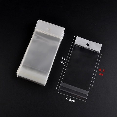 Jewelry Packaging Bags Transparent OPP Plastic With Paper Hanging Hole Header Self Adhesive For Necklaces Earrings Pendants
