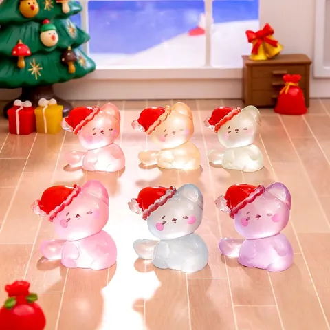 Luminous Christmas Cat Miniature Figurines Glow In The Dark Resin Ornament Desktop Micro Landscape DIY Decoration Festive
