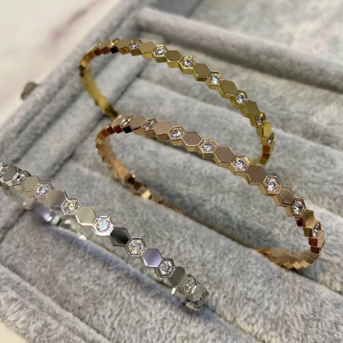 Bracciale Rigido Esagonale In Acciaio Al Titanio Braccialetto Geometrico Con Strass Per Donna Gioielli Di Moda Resistente All'acqua