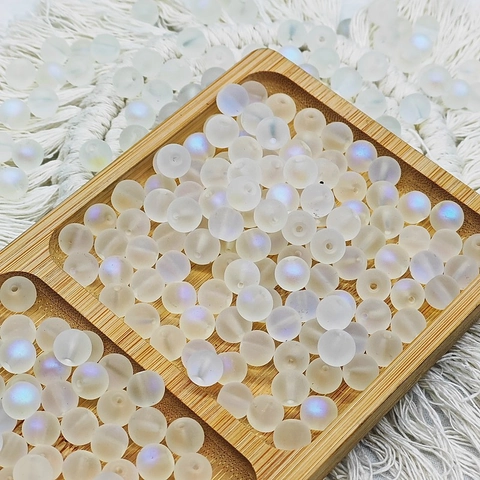 Glass Beads AB Electroplated Colorful Frosted Transparent Crackle Round Cylinder For DIY Jewelry Making Accessory