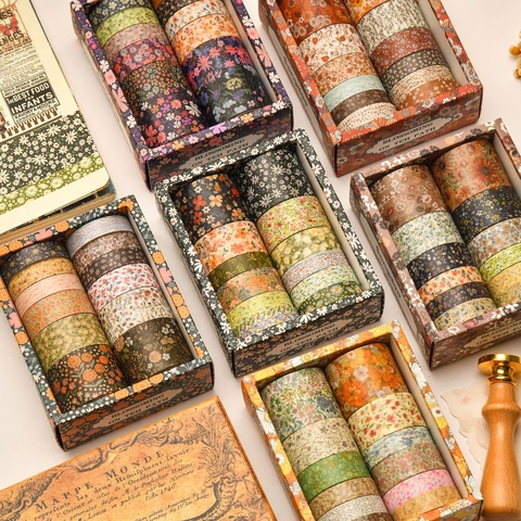 Washi Tape Decorative Masking Tape Vintage Floral Cartoon Patterns For Scrapbooking DIY Journal Crafting Aesthetic