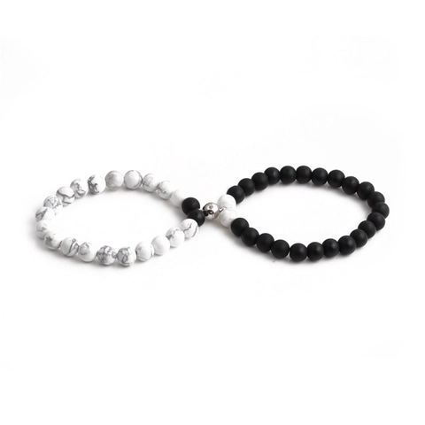 Natural Stone Beaded Bracelets Magnetic Heart Clasp For Couple Distance Friendship Jewelry Minimalist Design