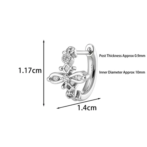 Cross Hoop Earrings Zircon Inlaid Copper Metal Vintage Aesthetic Light Luxury Women Men