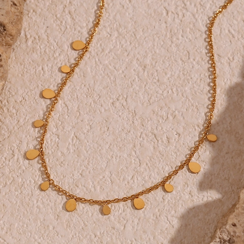 Collana con Pendente a Goccia in Acciaio Inossidabile Placcato Oro 18K Catena Sottile Minimalista Gioielli da Donna Ufficio