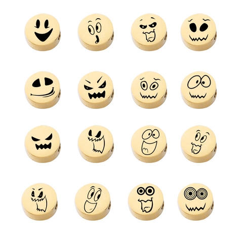 Colgantes Emoji Redondos Acero Inoxidable Espejo Grabado Láser Charms Divertidos Para Hacer Joyas DIY Collares Pulseras Accesorios