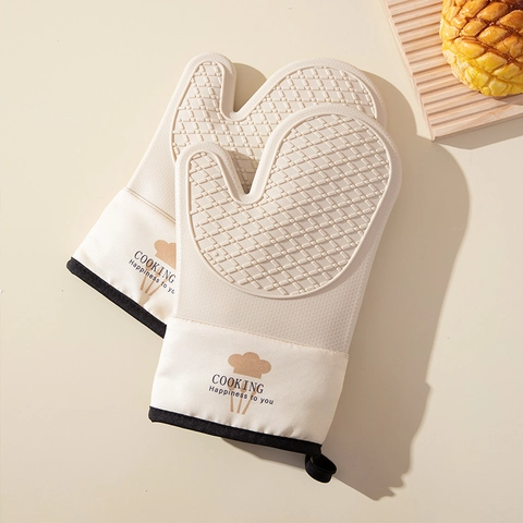 Guantes De Horno De Silicona Y Tela Resistentes Al Calor Espesados Cocina Guantes De Cocina Antideslizantes Para Hornear Microondas Impermeables