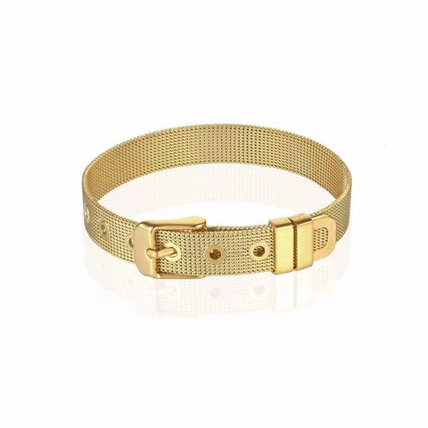 Mesh Band Bracelet Stainless Steel Adjustable Pin Buckle Watch Strap Style Fashion Jewelry Unisex