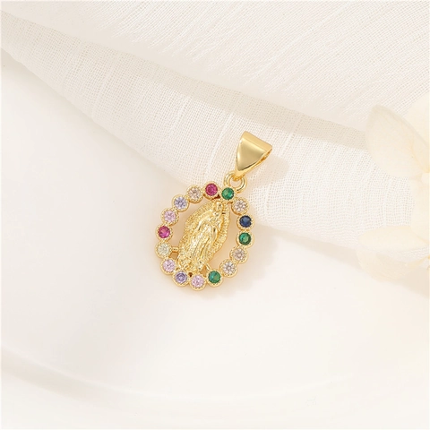 Vergine Maria Luna Coniglio Stella Orso Ciondoli Rame Zircone Placcato Oro 14K Per Creazione Gioielli DIY Accessorio