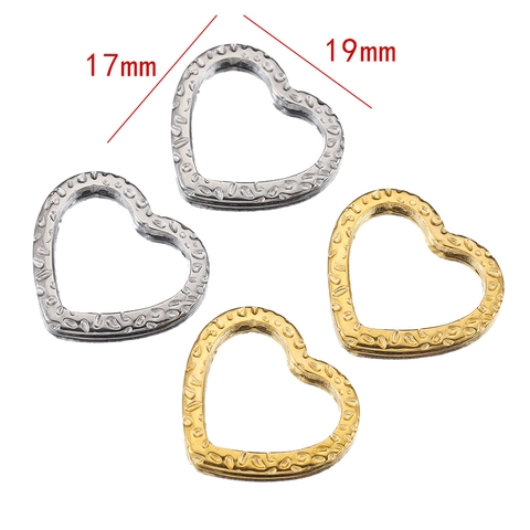 Dijes De Corazón Hueco Textura Martillada Acero Inoxidable Chapado En Oro 18K Para Bisutería DIY Accesorios