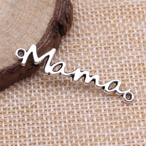 Colgantes Letra Mama Script Aleación Metal Conectores Doble Agujero Para DIY Collar Pulsera Fabricación Joyas Estilo Vintage