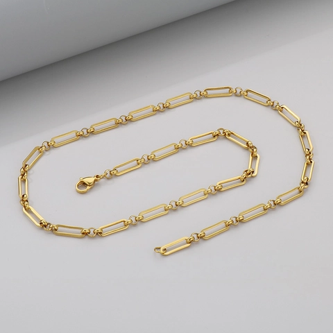 Minimalistische Paperclip Ketting Roestvrij Staal 18K Verguld Lange Ovale Schakel Geometrische Sieraden Voor Dames