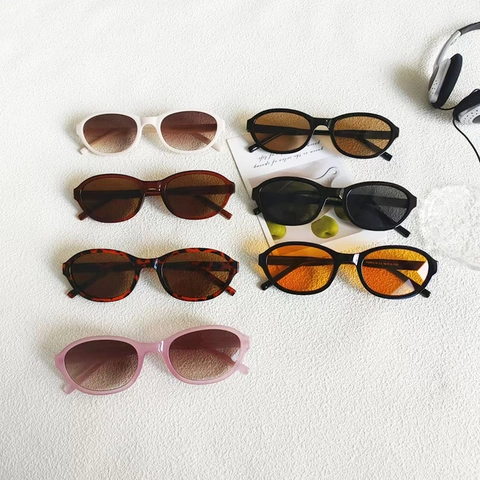 Gafas De Sol Ovaladas Retro Vintage Montura Pequeña Protección UV400 Moda Para Hombres Y Mujeres Material Resina PC