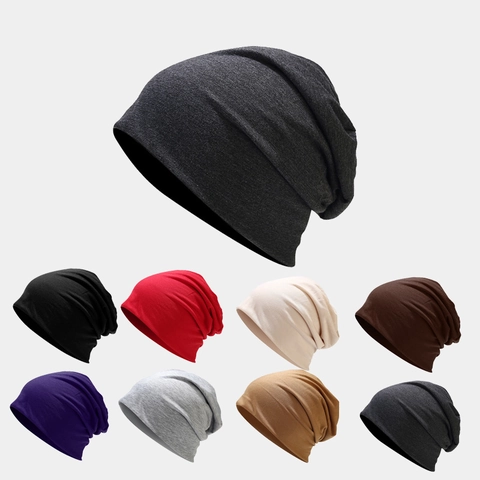 Gorro Beanie Slouchy Fino De Doble Capa Punto Suave Color Sólido Informal Moda Diaria Para Hombres Mujeres