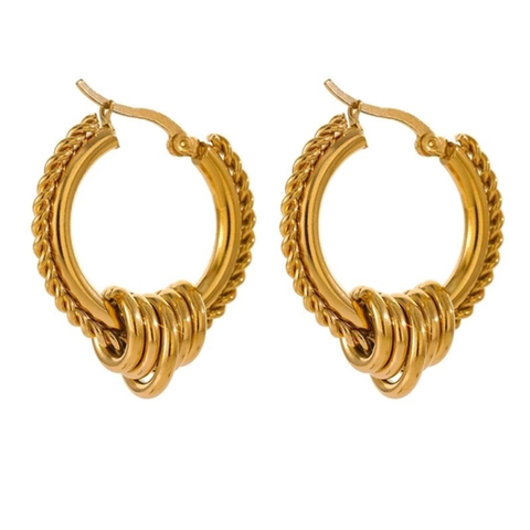 Orecchini A Cerchio A Corda Intrecciata Per Donna In Acciaio Inossidabile Placcato Oro Elegante Piccolo Cerchio Moda