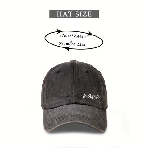 Gorra De Béisbol Algodón Lavado MAMA Bordado Retro Desgastado Dad Hat Ajustable Deportes Al Aire Libre Unisex