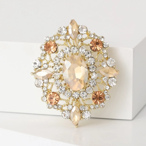 Broche Ovalado Estilo Palacio Vintage Pin Aleación Strass Cristal Retro Barroco Joyería Accesorios Para Mujeres