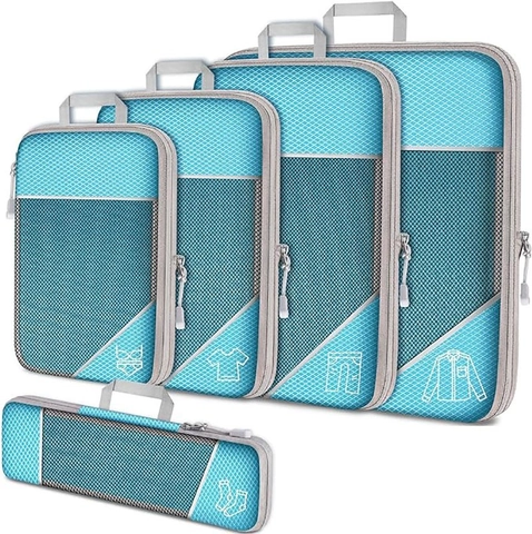 Cubos De Embalaje De Compresión Expandibles Para Organizador De Equipaje De Viaje Bolsas Transpirables De Nylon Impermeable