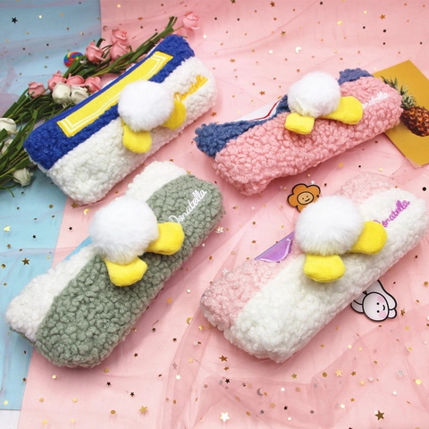 Astuccio In Peluche Grande Capacità Stile Marinaresco Disegno Coda Animale Cartone Animato Cerniera Borsa Cancelleria