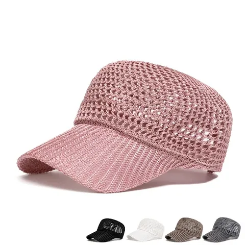 Damen Baseballkappe Gewebtes Stricknetz Atmungsaktiv Hohl Schirmmütze Sommer Sonnenschutz Verstellbar Modisch