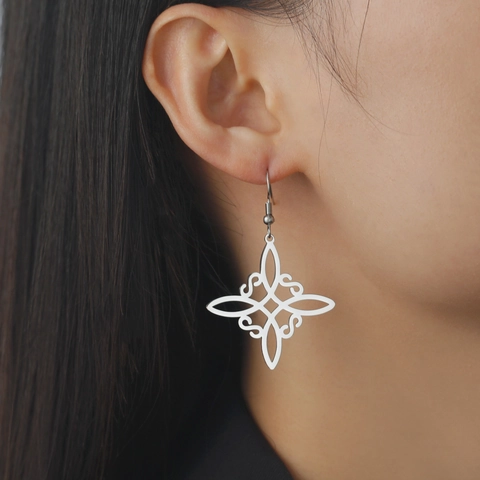 Edelstahl Hexenknoten Ohrringe Für Damen Keltischer Knoten Geometrische Hollow Tropfen Ohrringe Vintage Mode Schmuck Geschenk
