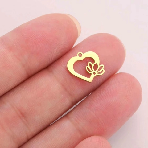 Mini Pendants For Jewelry Making 304 Stainless Steel Hollow Lotus Turtle Shell Sakura Charms DIY Craft Accessories