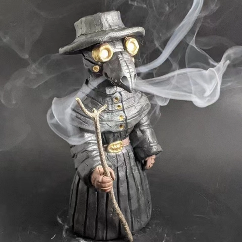 Incensario de Médico de la Peste Gótico de Resina Figura Sr. Cuervo Halloween Terror Misterioso Decoración Hogar Aromaterapia