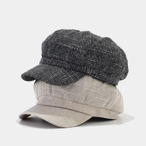 Casquette Gavroche Vintage Tweed Octogonale Peintre Pour Femmes Respirant Style Britannique Couleur Unie Accessoires Rétro