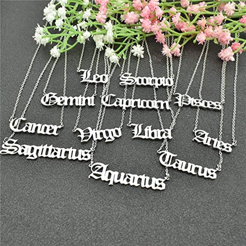 Collana Costellazione Dello Zodiaco Per Donna Ciondolo Con Lettera Gotica In Acciaio Inossidabile Gioielli Minimalisti