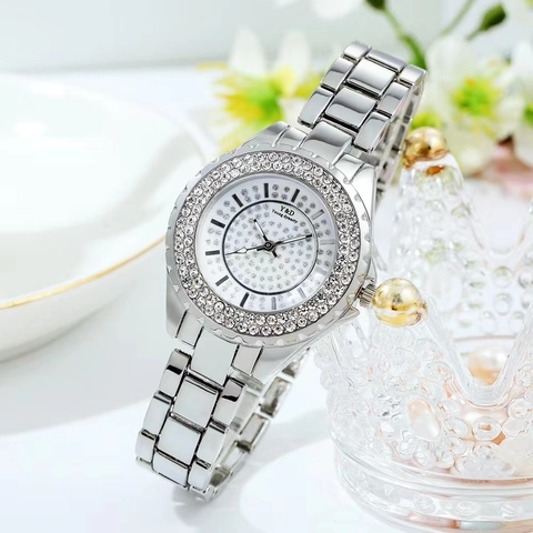 Women's Fashion Rhinestone Quartz Watch Starry Sky Dial Full Diamond Metal Alloy Bracelet Wristwatch Elegant Ladies Luxury Jewelry Watch