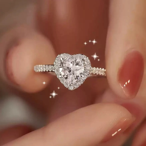 925 Sterling Silver Rings For Women Elegant Heart Crown Square Blue Stone Artificial Pearl Cubic Zirconia Wedding Engagement Jewelry