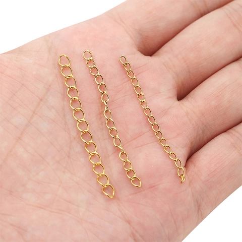 Jewelry Extension Chains 304 Stainless Steel 18K Gold Plated Necklace Bracelet Extender DIY Findings Tail Chain