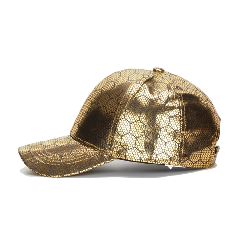 Metallische Baseballkappe Hexagonales Wabenmuster PU Leder Verstellbar Outdoor Mode Sonnenschutz Unisex