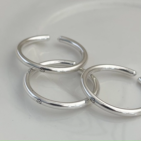 925 Sterling Silber Smile Face Ring Minimalistisch Verstellbar Offen Band Mode Schmuck Für Damen Mädchen Poliert