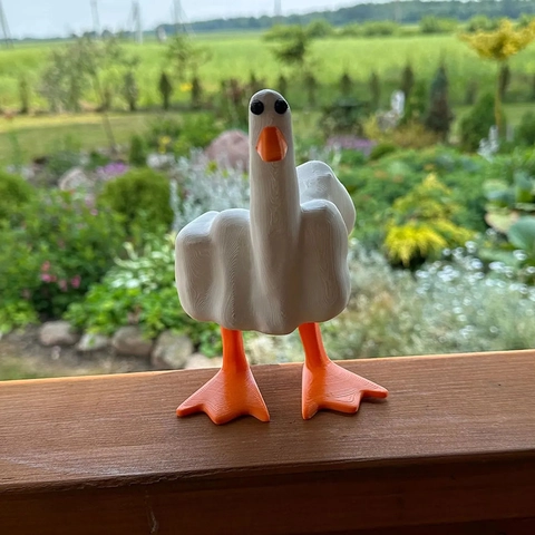 Duck Middle Finger Statue Resin Craft Ornament Funny Spoof Desktop Decoration For Home Office Yard White And Yellow