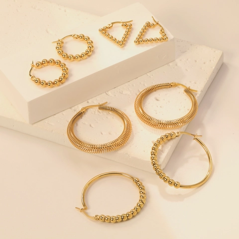 Stainless Steel Hoop Earrings Gold Plated Geometric Heart Knot Butterfly Drop For Women Fashion Jewelry